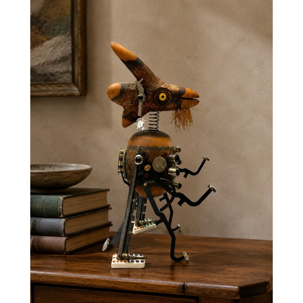 Tom Ashworth Signed Numbered Mixed Media Assemblage Sculpture Steampunk Folk Art